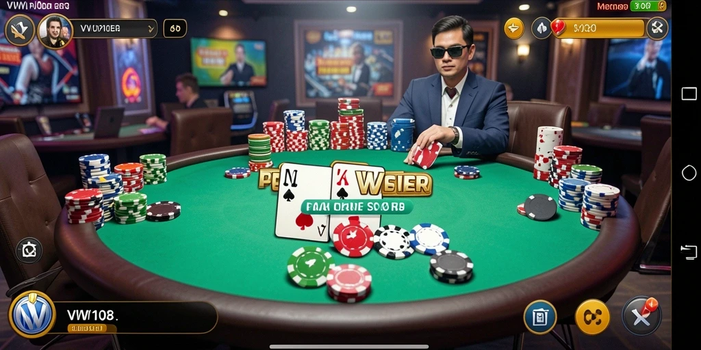 Tampilan gameplay Poker yang mendebarkan di VW108.